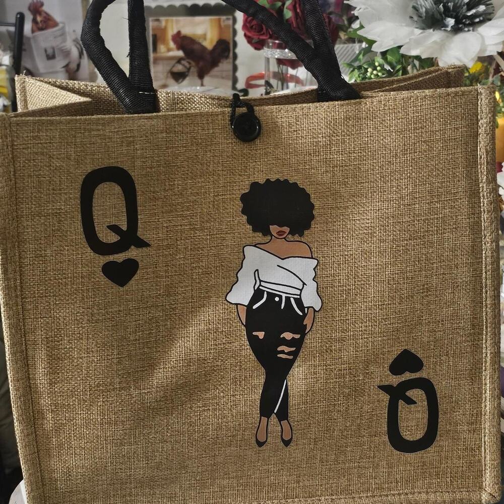 Khaki jute tote bag h 12